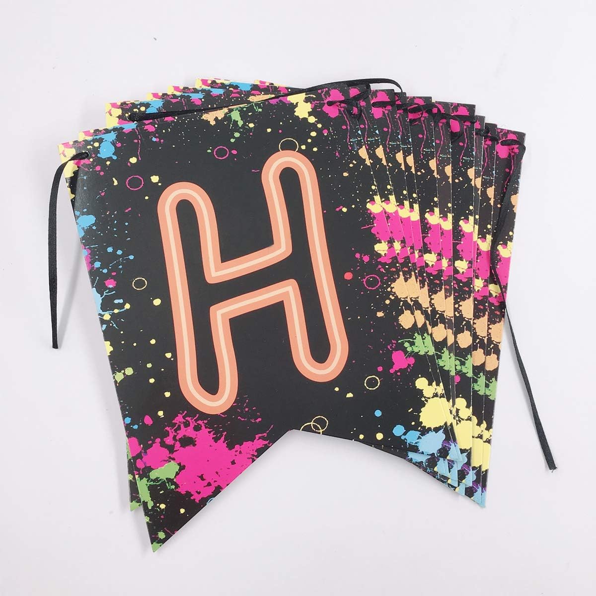 Glow Party Happy Birthday Banner Decoration（Already Assembled）, 80s Birthday Banner Let's Glow Party Decorations, Glow in the Dark Party Supplies, Neon Party Birthday Decorations