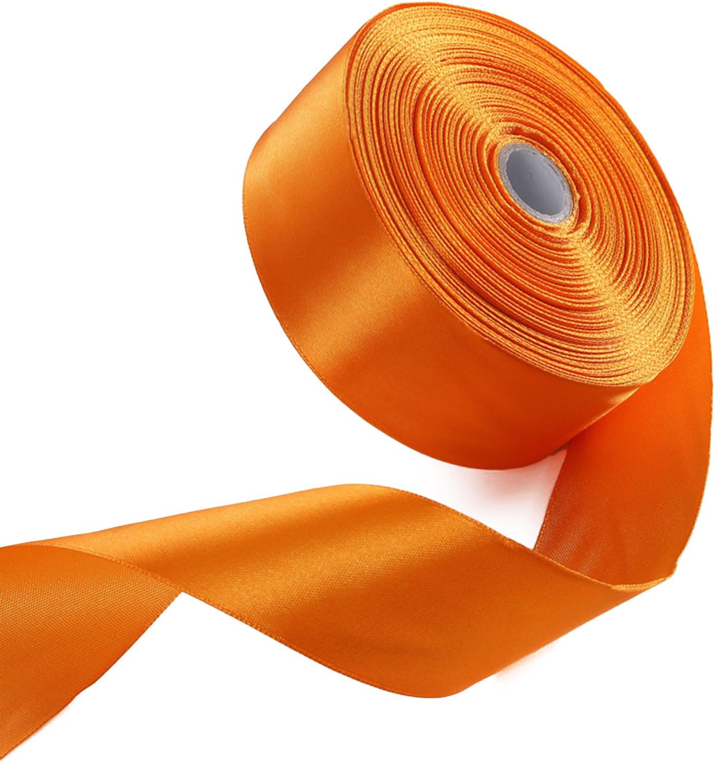 1-1/2" x 50 Yards Autumn Orange Satin Ribbon Single Faced Fabric Ribbons for Gift Wrapping, Crafting, Floral Arrangements, Flower Bouquet, Wedding, Home Decor