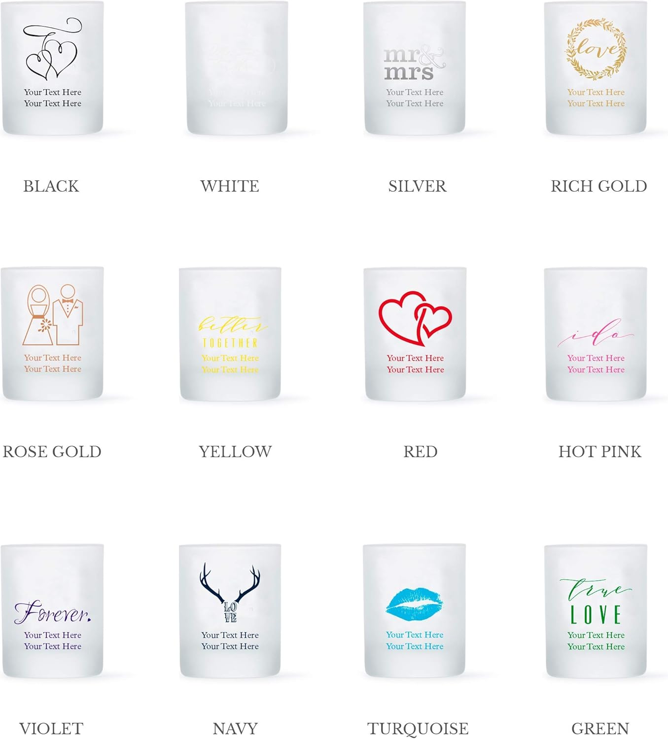 WEDDINGSTAR Personalized 3oz Frosted Shot Glass Customizable Full Color Print - 72 pack