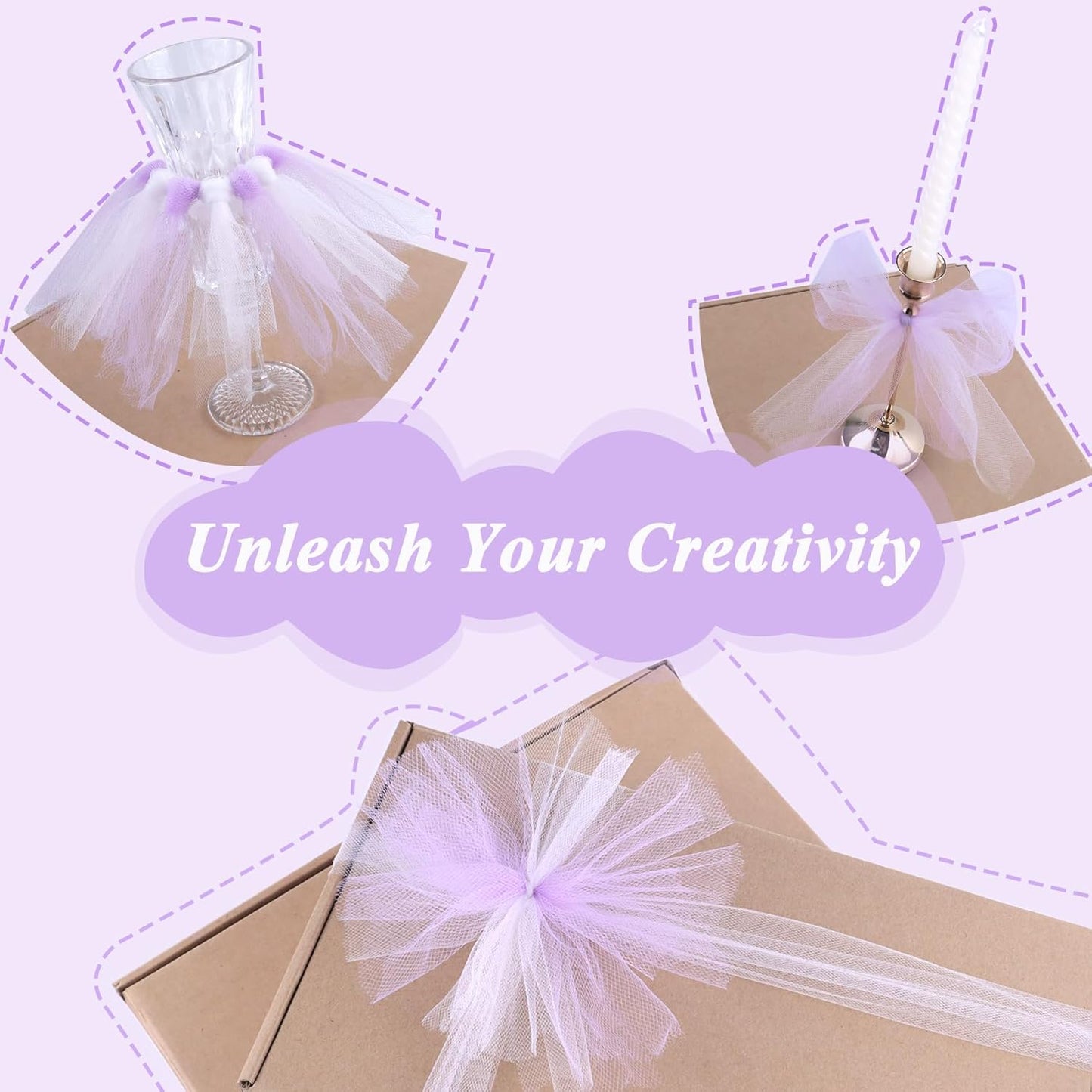 Lavender Tulle Fabric Roll 6" by 100 Yards (300 ft) Soft Tulle Spool for DIY Crafting Favor Supplies, Tutus, Wedding, Party Decorations, Gift Wrapping