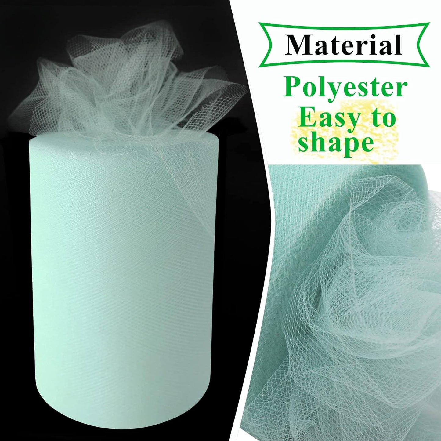 Aqua Blue Tulle Fabric Rolls 6 Inch by 100 Yards (300 feet) Fabric Spool Tulle Ribbon for DIY Tutu Bow Baby Shower Birthday Party Wedding Decorations Christmas Craft Supplies