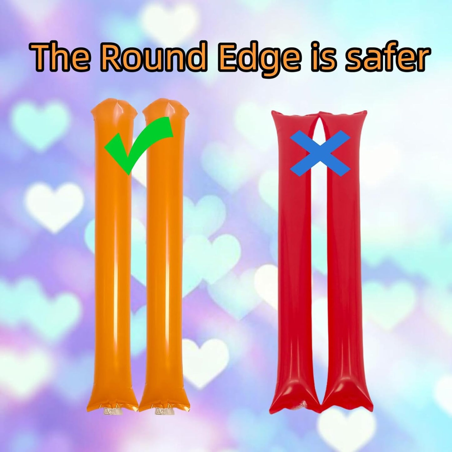 48pcs Round Head Boom Sticks Thunder Sticks Cheering Sticks Team Spirit Plastic Cheerleading Spirit Stick Clapper Inflatable Noise Maker Sports Supply (Orange)