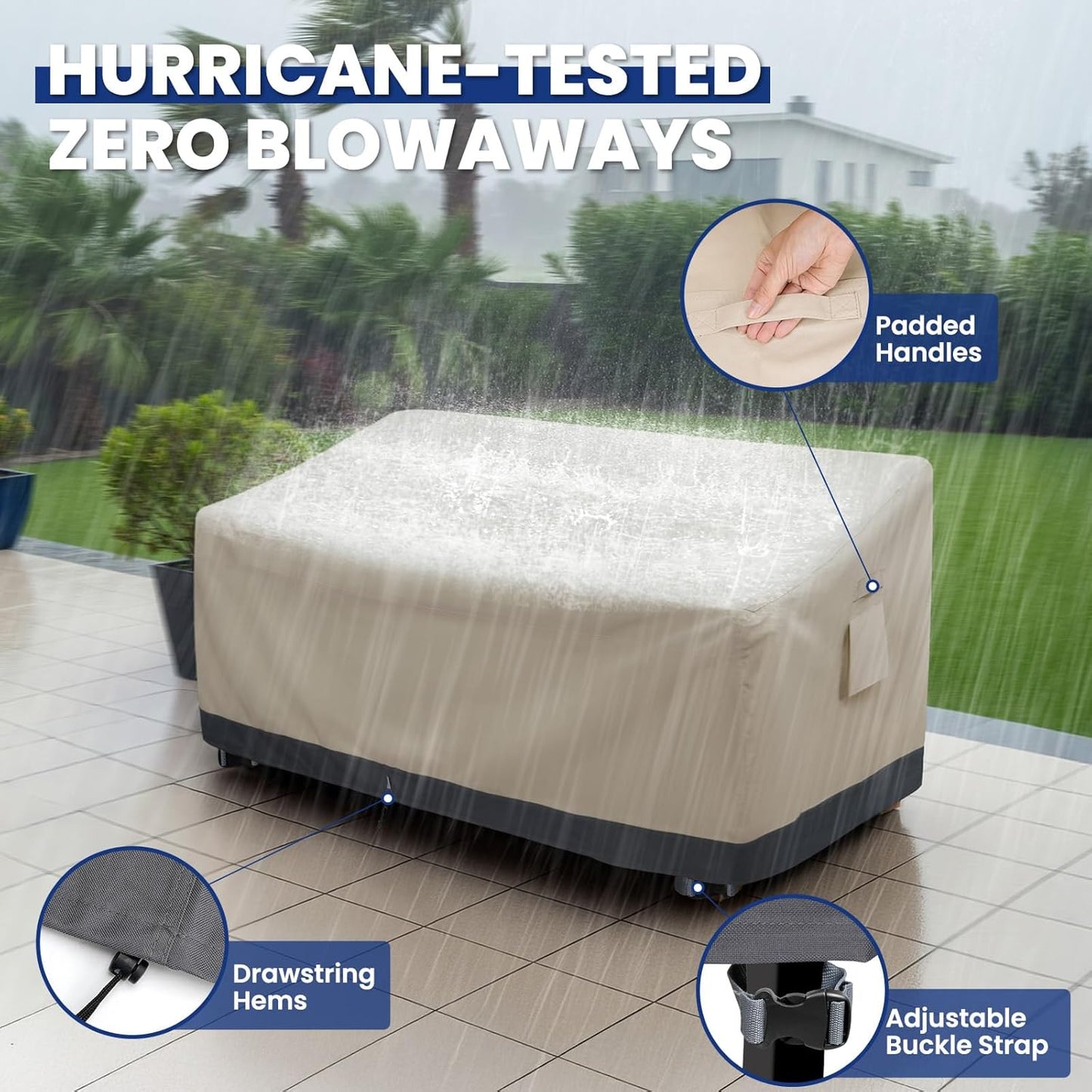 Extra Heavy Duty Outdoor Couch Cover Waterproof Up to 8000pa, Large 3-Seater Patio Sofa Cover, Lawn Patio Furniture Covers with Air Vent, 79" W x 37" D x 35"H