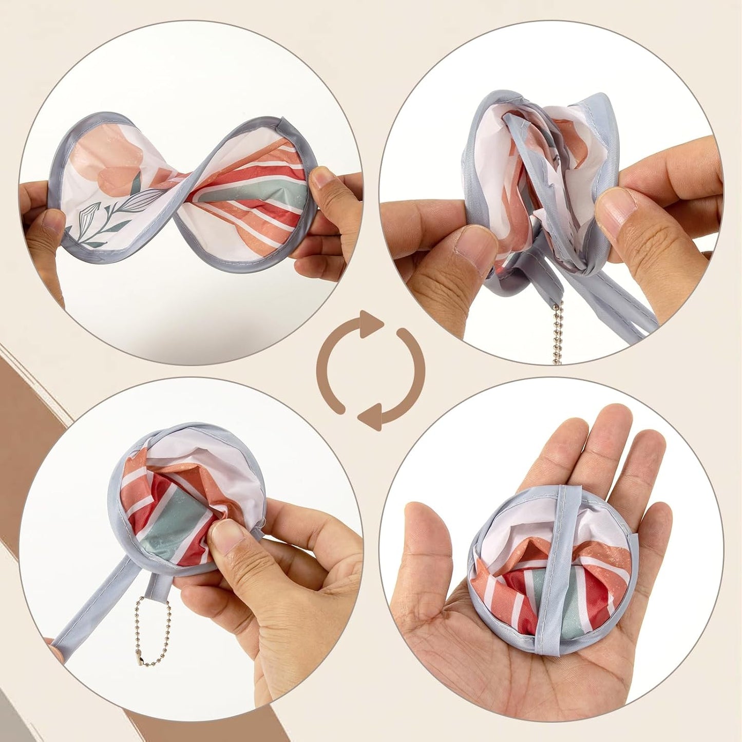 4Pcs Bohemian Round Foldable Hand Fan Japanese Foldable Fan Style Handheld Compact Cooling Fans,Round Folding Fan for Outdoor Games,Xmas Decoration,Festival,Party Favors,Travel,Events