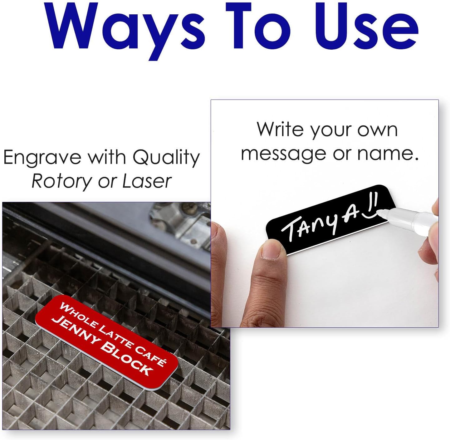 Name Tag/Badge Blanks - 100 Pack - 1" X 3" (Black) Round Corners, Magnetic Backing