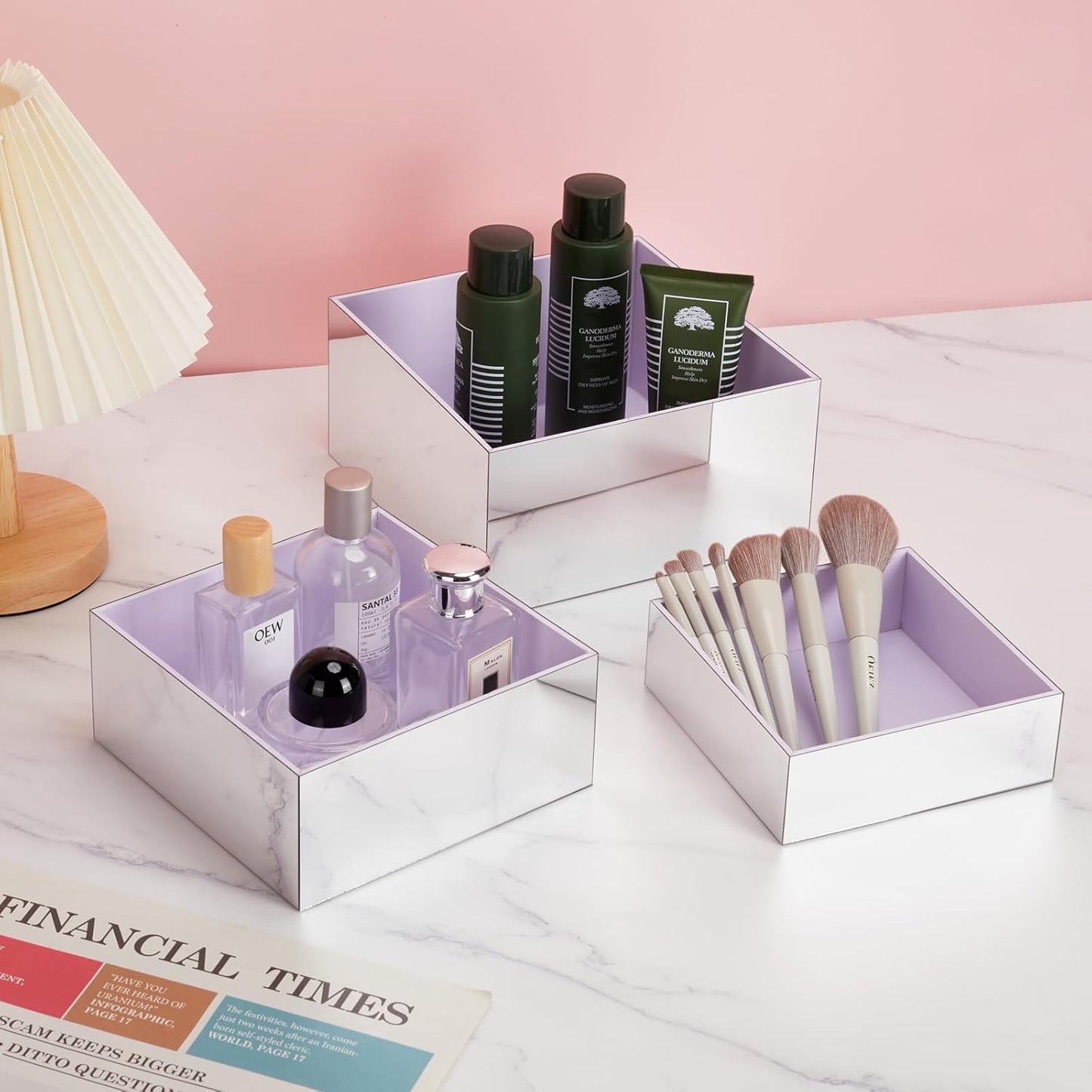 Acrylic Risers for Display 5 Pcs, Food Risers for Party Silver Acrylic Risers Display Stands Acrylic Box Nesting Display Risers for Jewelry Bag Cosmetics Catering Dessert Collectibles