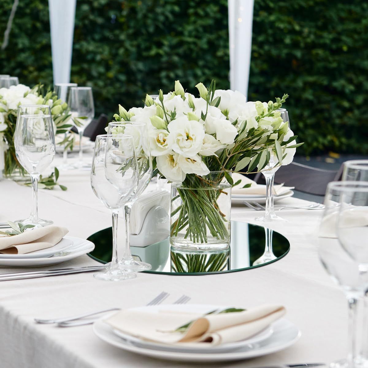 Round Mirror Centerpieces, Acrylic Circular Plates for Table Decoration, 15 Pack, Wedding Party Decor, Candle Tray (6inch)