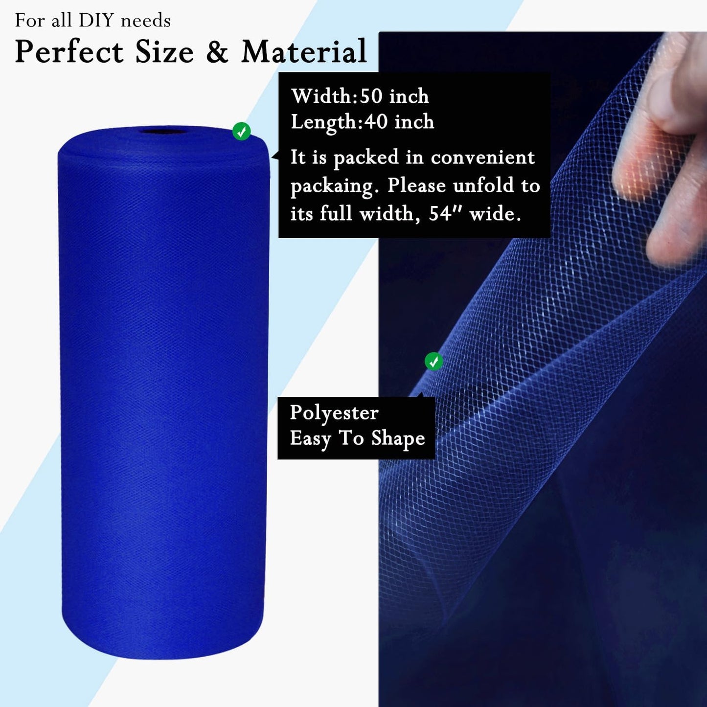 Royal Blue Tulle Fabric Rolls 54 Inch by 40 Yards Tulle Bolt Spool for Wedding Decorations DIY Tutu Baby Shower Table Skirt Ceiling Decor Birthday Party Craft Supplies