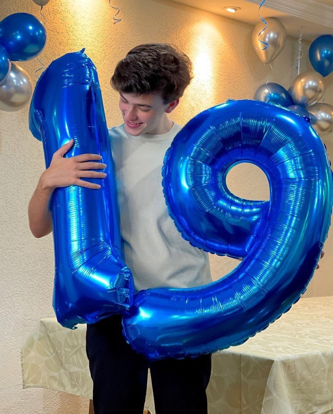 40 Inch Big Dark Blue 9 Balloon Number Large Foil Helium Number Balloons 0-9 Jumbo Giant Happy 9th Birthday Party Decorations for Boy or Girl Huge Mylar Anniversary Wedding Party Supplies