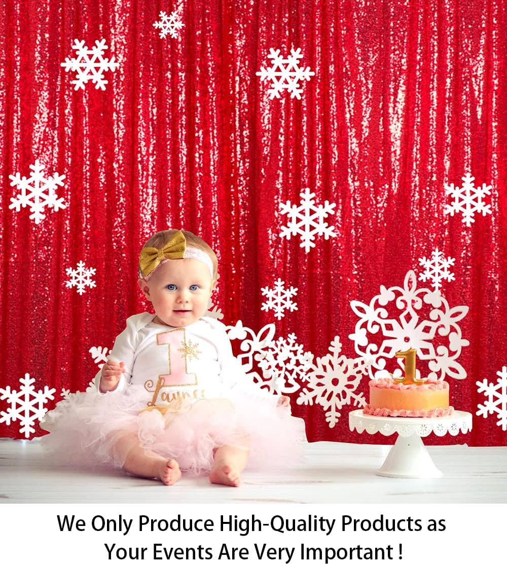 ShinyBeauty Sparkling Red Sequin Fabric Photography Backdrop 5FTx10FT | Glitter Birthday Party Decor, Studio Background for Events & Holiday Photo Booths