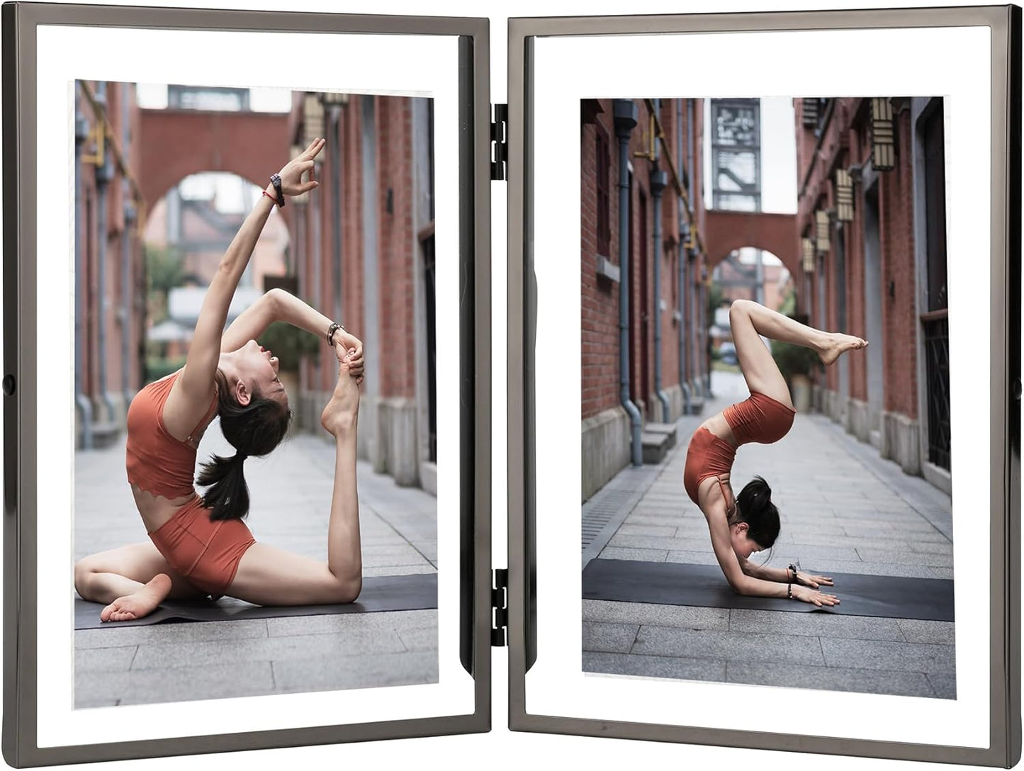 5x7'' Metal Black Double Floating Frame For Photo Sizes 2x3'', 3.5x 5'',For Tabletop/Shelf Photo Frame, Classy Gift for Wedding, Christmas,Birthady,Home or Office Decor.