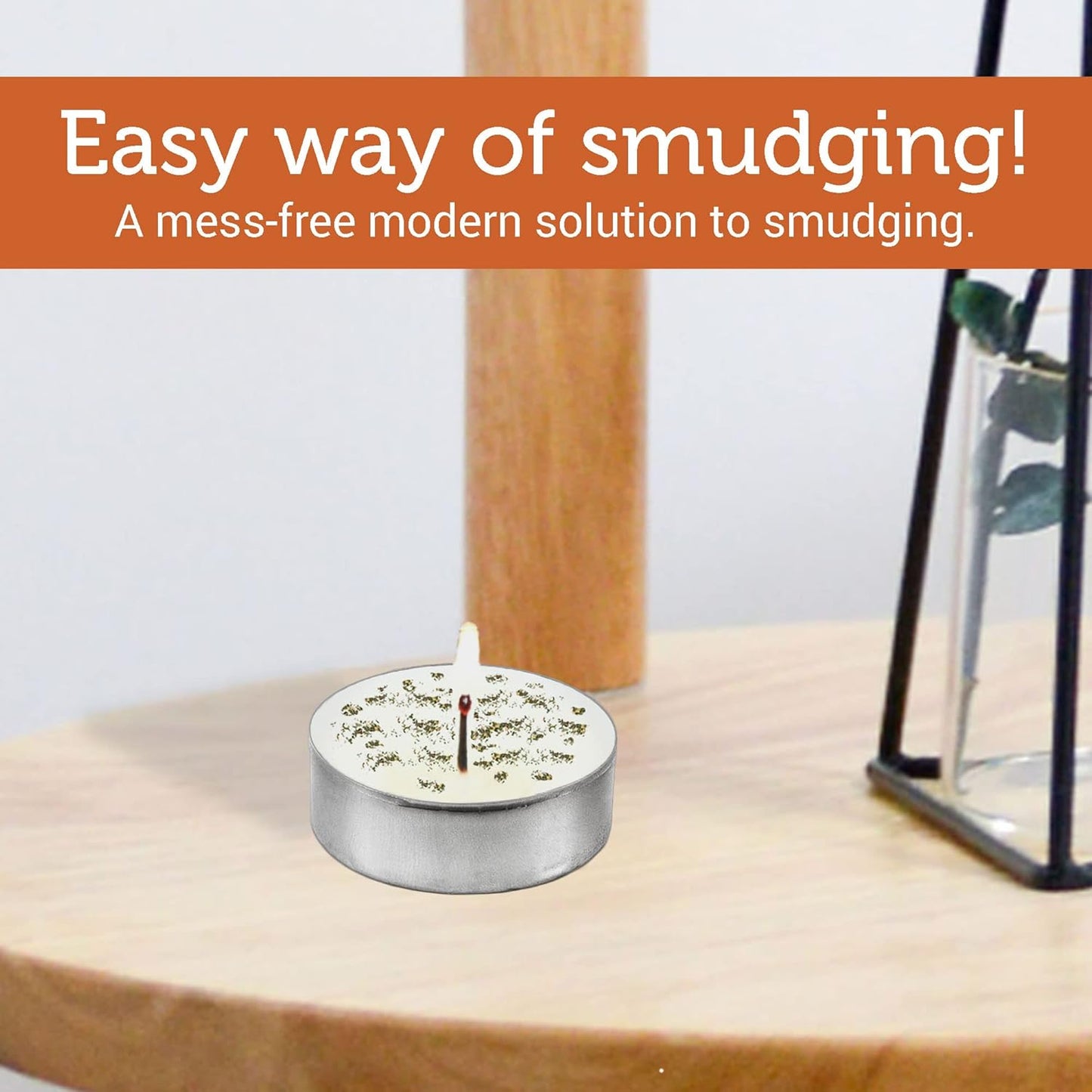 SOUL STICKS 12 Pack Little Smudgies Tealight Candles Smudge Candle for Cleansing House, Meditation, Chakra Healing | Made with Crystals and Herbs (Palo Santo)