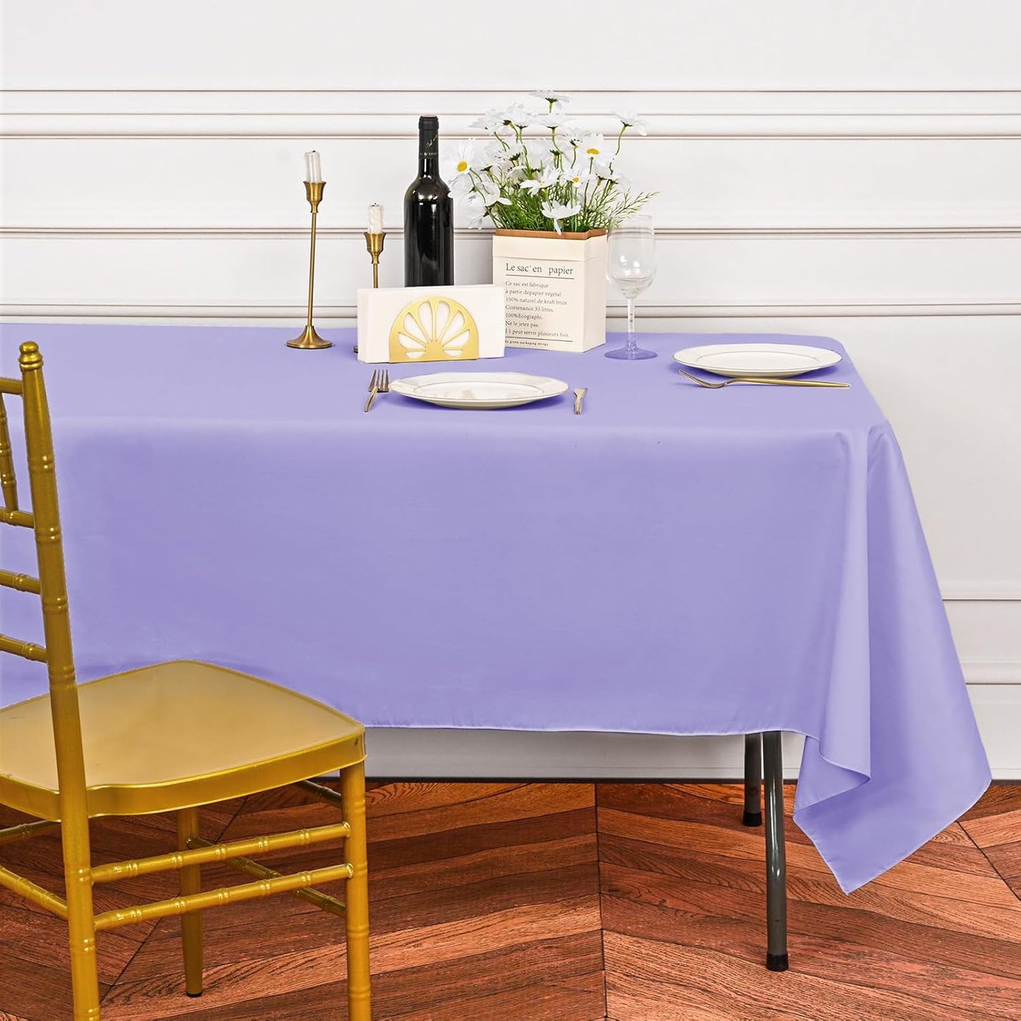 6 Pack Lavender Tablecloths for 8ft Rectangle Tables 60 x 126 Inch - Polyester Table Cover Stain and Wrinkle Resistant Washable Fabric Table Clothes for Wedding Party Banquet Reception Restaurant