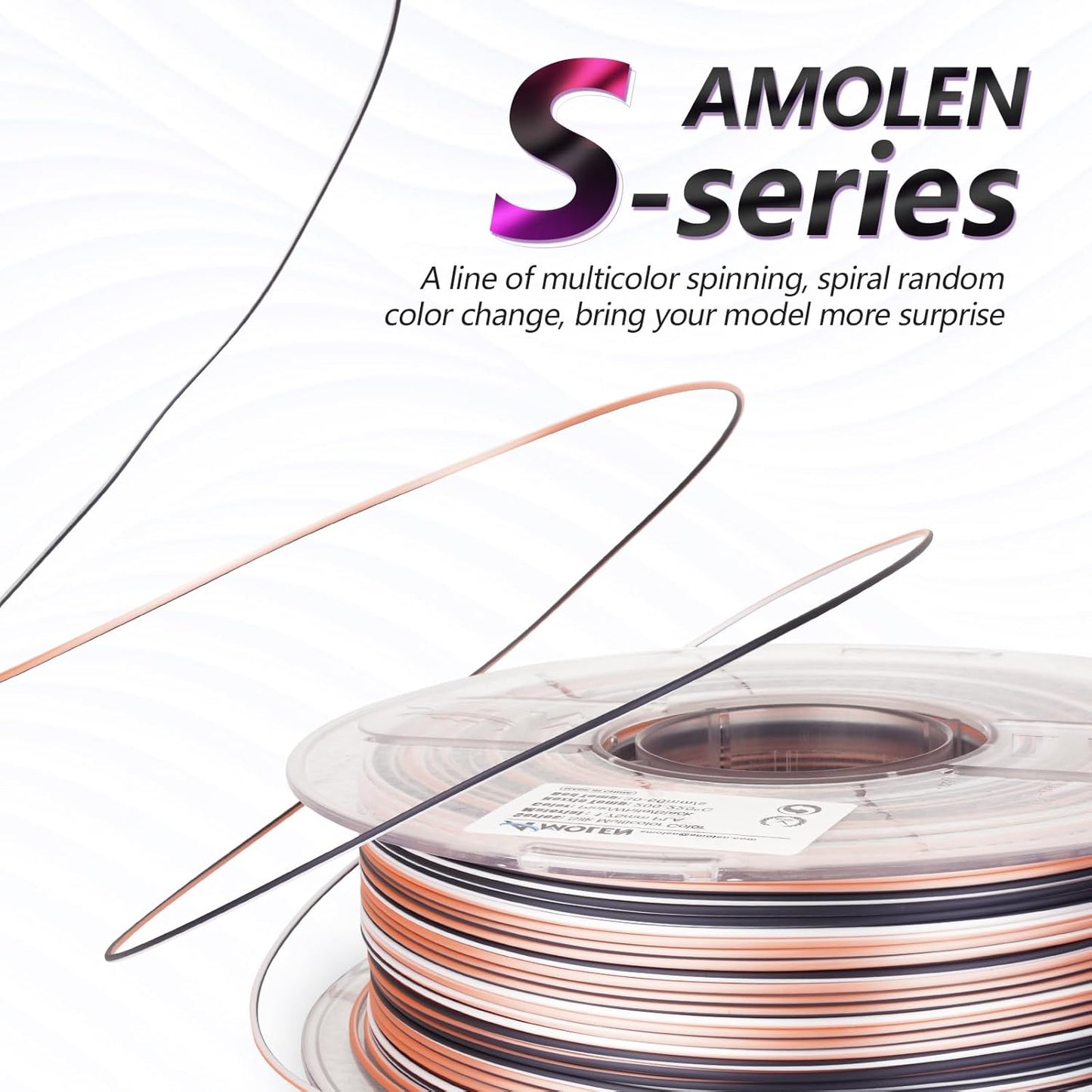 AMOLEN Silk PLA 3D Printer Filament, Shiny Multicolor Rainbow PLA Filament 1.75mm, Fast Color Change PLA 3D Printing Filament for Most FDM 3D Printer, Black Pink White, 1kg (2.2lbs)