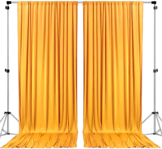 AK TRADING CO. 10 feet x 10 feet Black Polyester Backdrop Drapes Curtains Panels with Rod Pockets - Wedding Ceremony Party Home Window Decorations