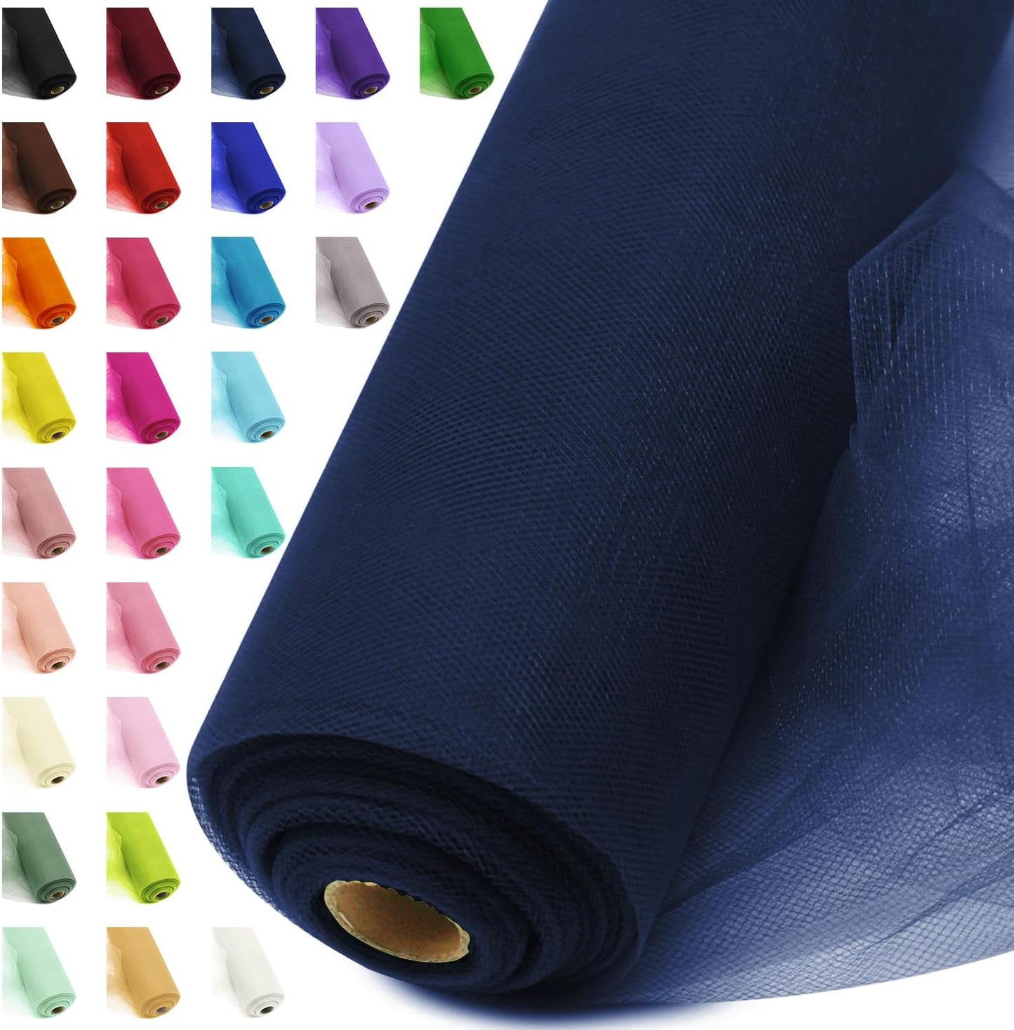 54" x 20 Yards Navy Blue Tulle Fabric Rolls - Tutu Spool Bolt for DIY Wedding Decoration, Baby Shower Tutu Skirt, Gift Wrapping - Large Matte Tulle, Roll Packaging
