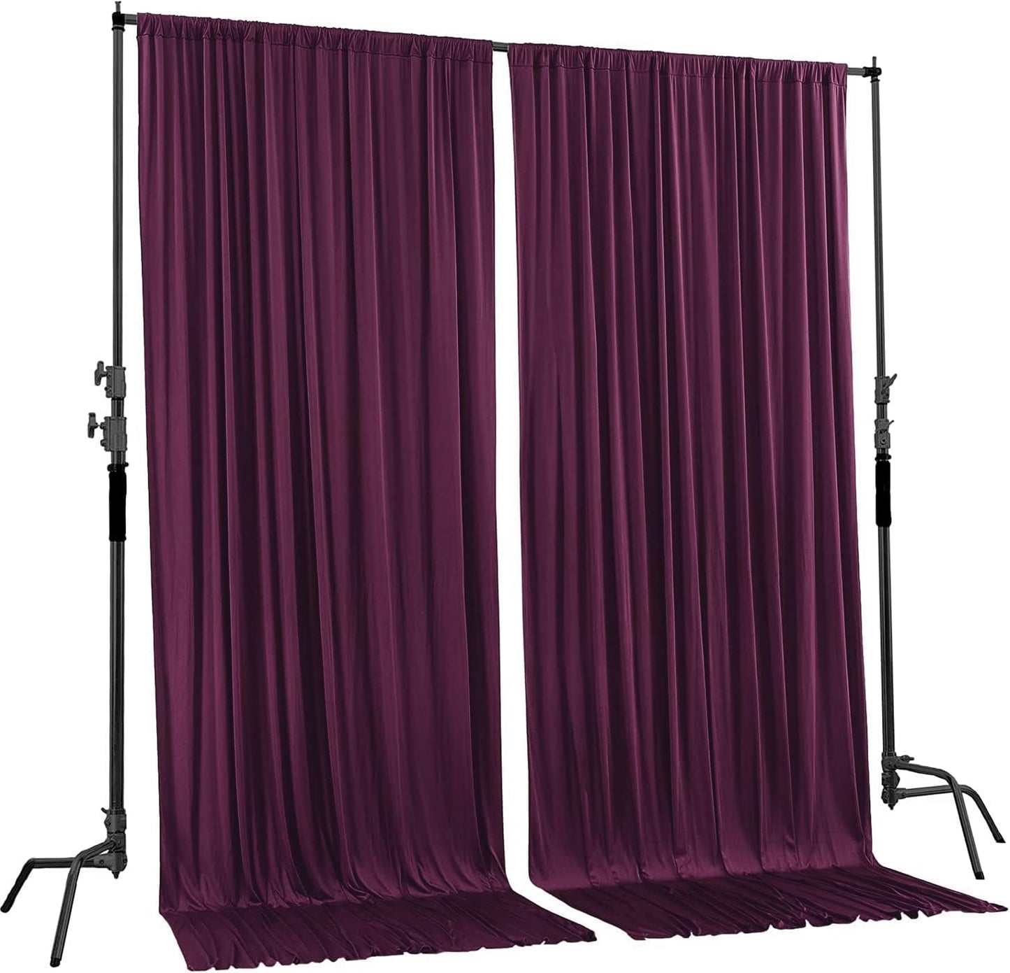 AK TRADING CO. 10 feet x 10 feet Eggplant Purple Polyester Backdrop Drapes Curtains Panels with Rod Pockets - Wedding Ceremony Party Home Window Decorations