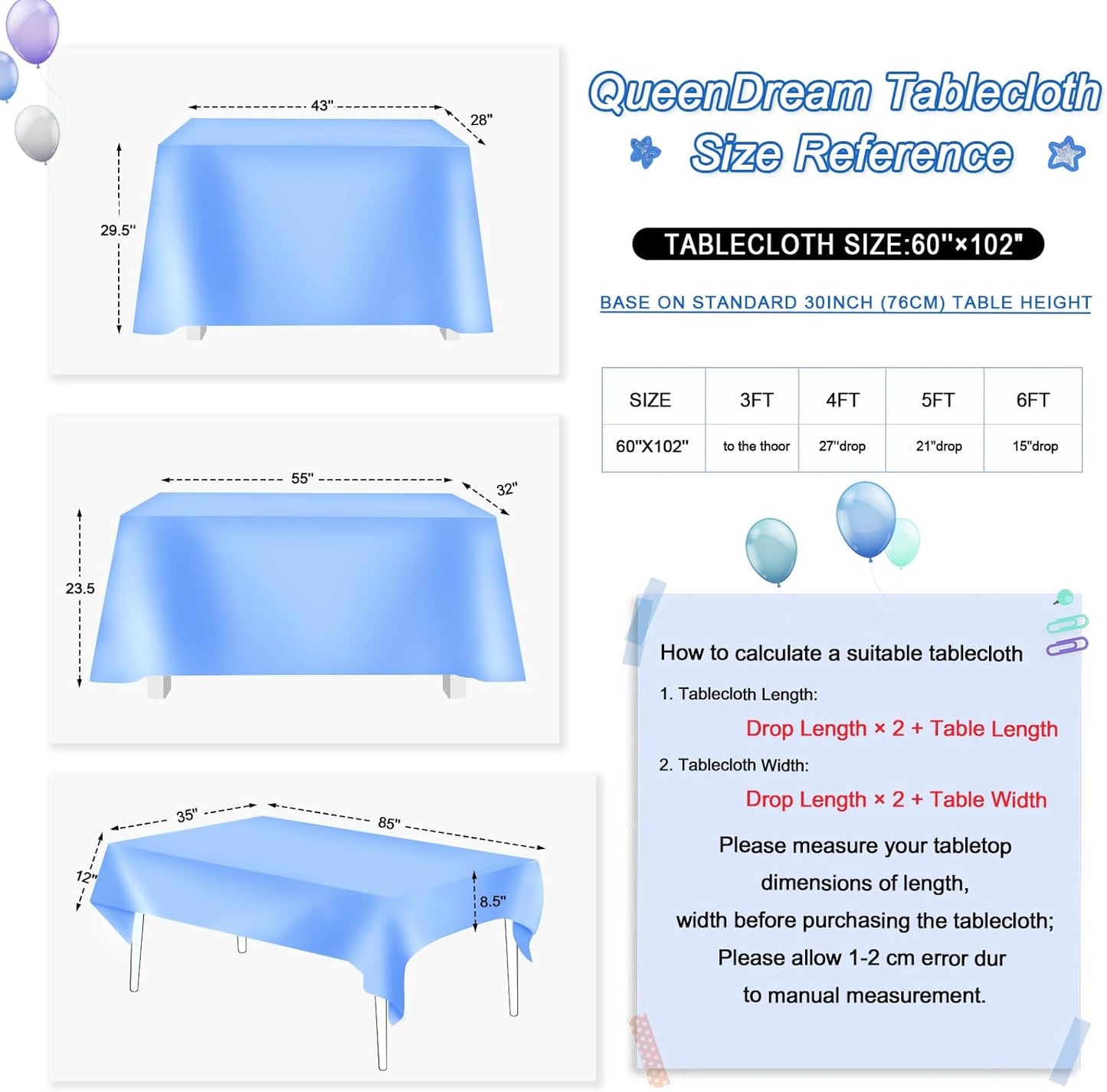 QueenDream Sequin Tablecloth Royal Blue Party Decorations: 60x102 Inch Glitter Table Cloth for Wedding Graduations Anniversaries Banquets