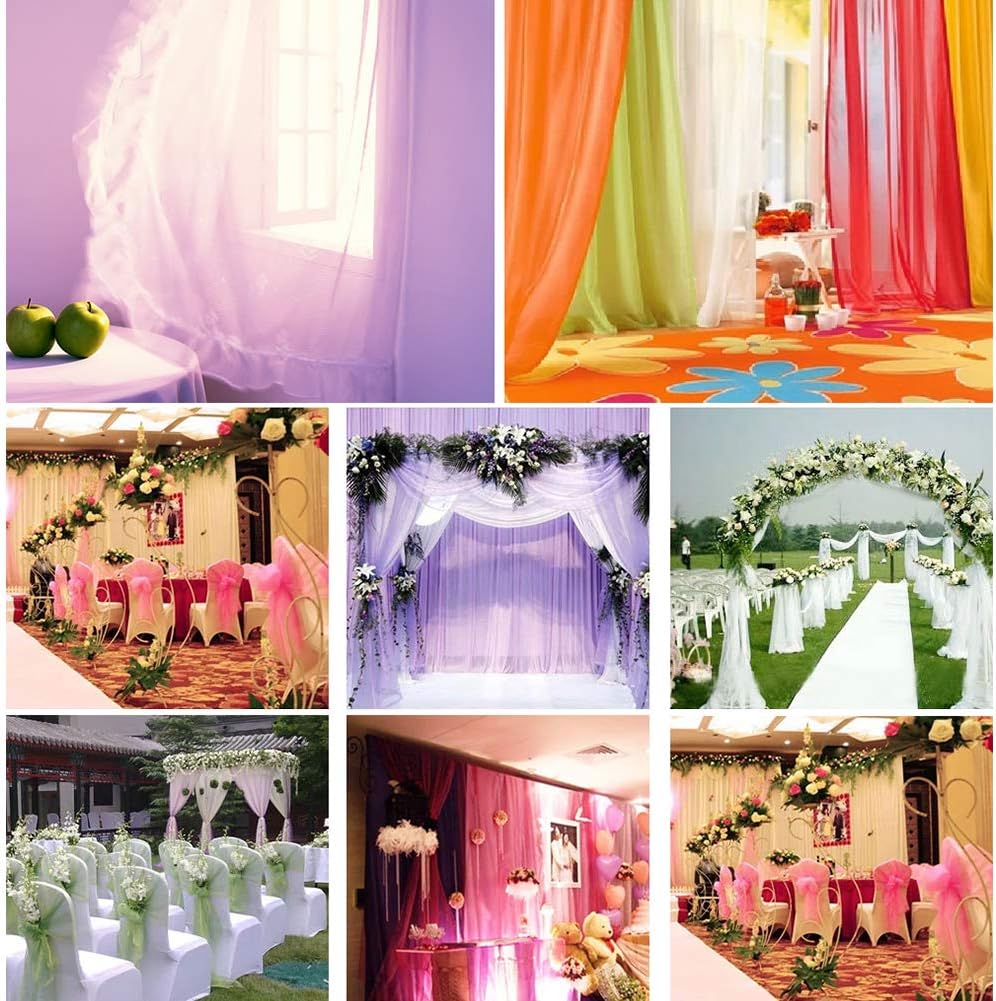 Crystal Organza Tulle Sheer Fabric Backdrop Curtains for Wedding Baby Shower Birthday Party Event Decor, 19” by 30 Yard (Black)