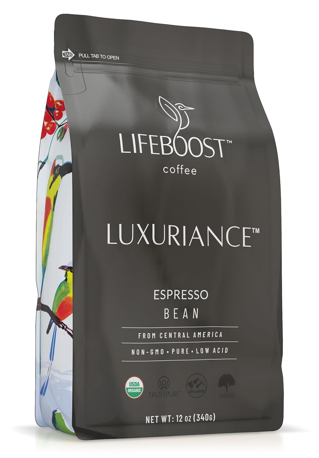 Lifeboost Organic Espresso Beans Whole – USDA Organic, Low Acid, Mold-Free Dark Roast Coffee – Whole Bean, Single Origin, High Caffeine Arabica – 12 oz Bag
