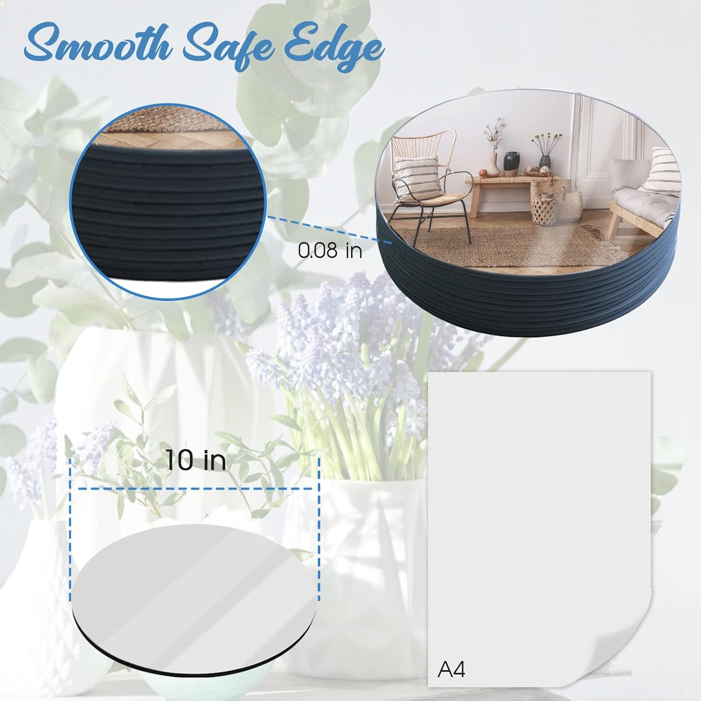 JAMBALAY Round Mirror Centerpieces for Tables, Set of 12 10" Glass Mirror Table Centerpieces, Circle Glass Mirror Trays, Mirror Candle Plates for Wedding Decorations and Party