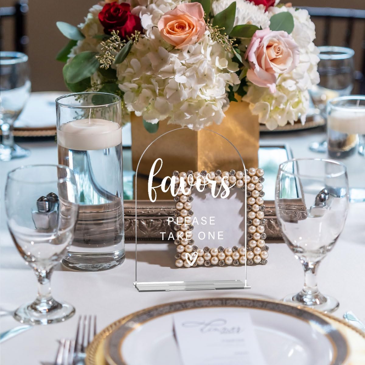 Acrylic Wedding Sign, Bridal Shower Decorations, Favors Please Take One Sign for Ceremony, Modern Font Table Signs, Acrylic Table Top Signs for Wedding Reception and Event Party (Clear)