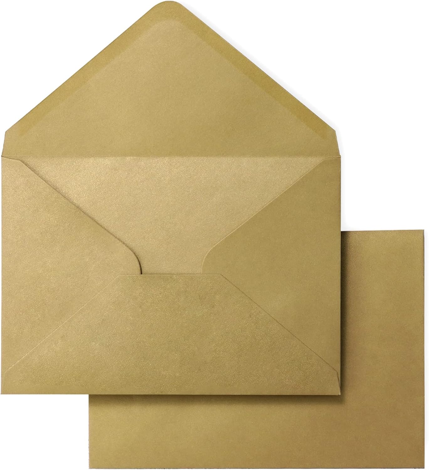 PONATIA 50 PACK A7 Envelopes, 5.25 x 7.5'' Dark Gold Shiny Envelopes For 5x7 Weddings Invitation Cards, Graduation Invite, Acrylic Invitations, Photos…