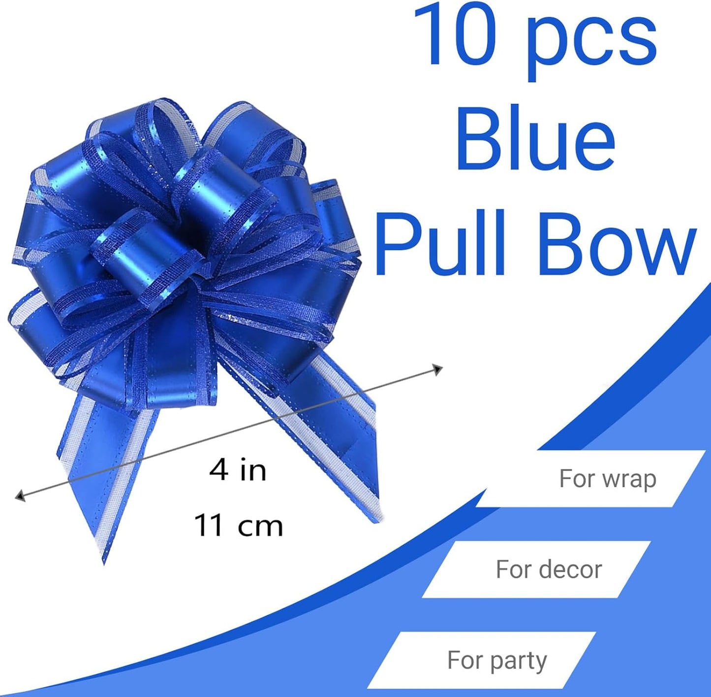 Small Pull Bows, 10 PCS 4 Inch Navy Blue Gift Bows for Wrapping,Basket, Wedding,Birthday Party,Flower Bouquet Decoration