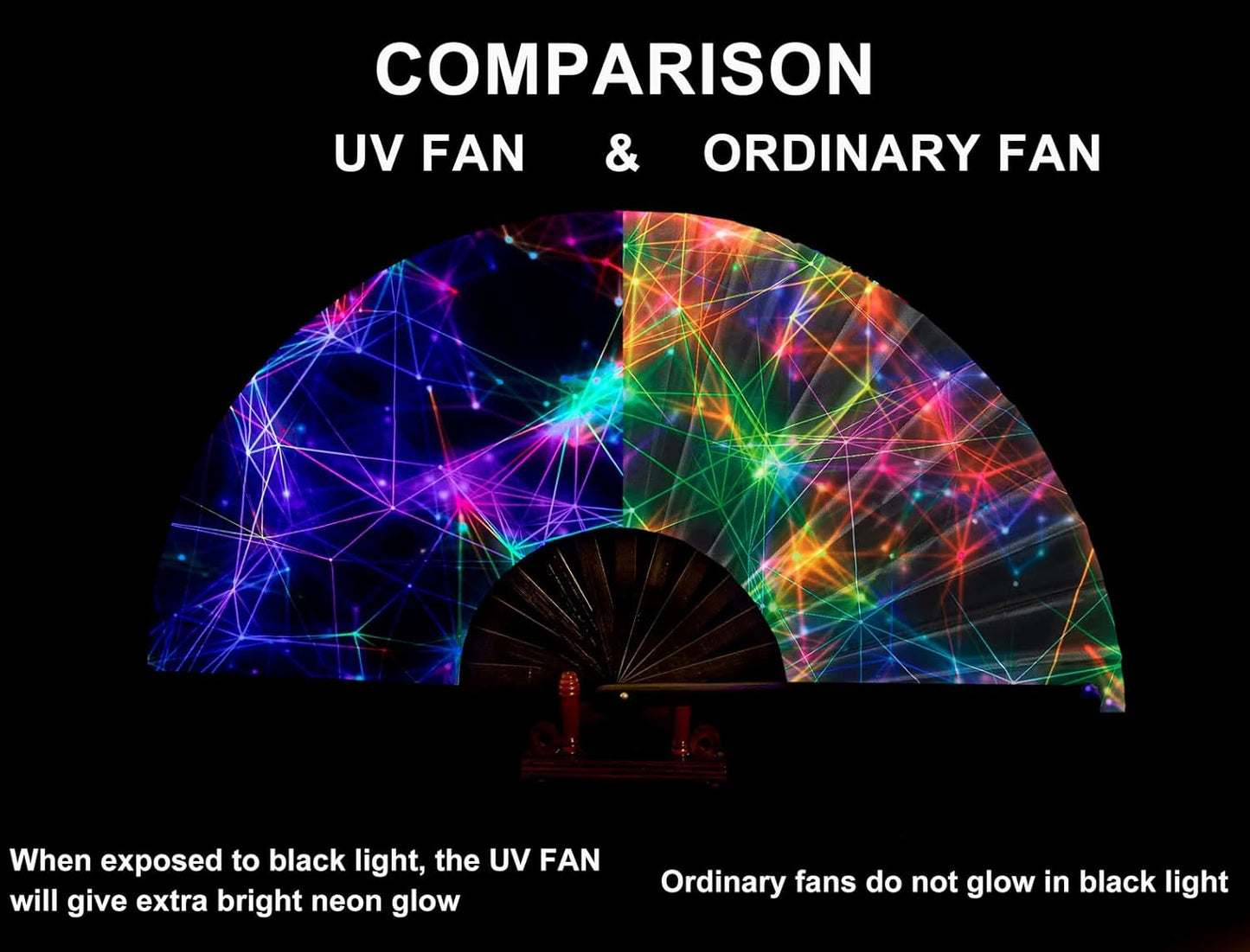 Amajiji Rave Folding Hand Fan Popping Fans for Line Dancing, Large Clacking Fans Clap Fan for Boots On The Ground Dance,Party,Decoration,Festival (Starry Sky)