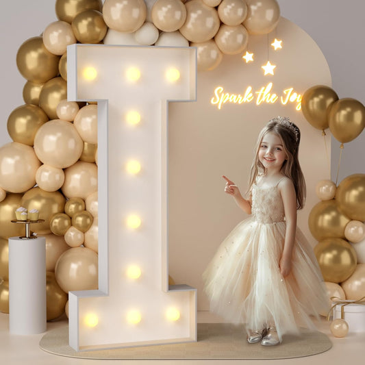 JoyMuse 4FT Marquee Light Up Letters,Large Marquee Letters 4 Feet Tall for Marry Me Proposal Decorations Big 4FT Letters with Lights for Baby Shower Party Decor, Letter I