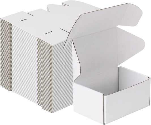 MEBRUDY 6x4x3 Inches Shipping Boxes Pack of 50, Small Corrugated Cardboard Box for Mailing Mailer Packing, White