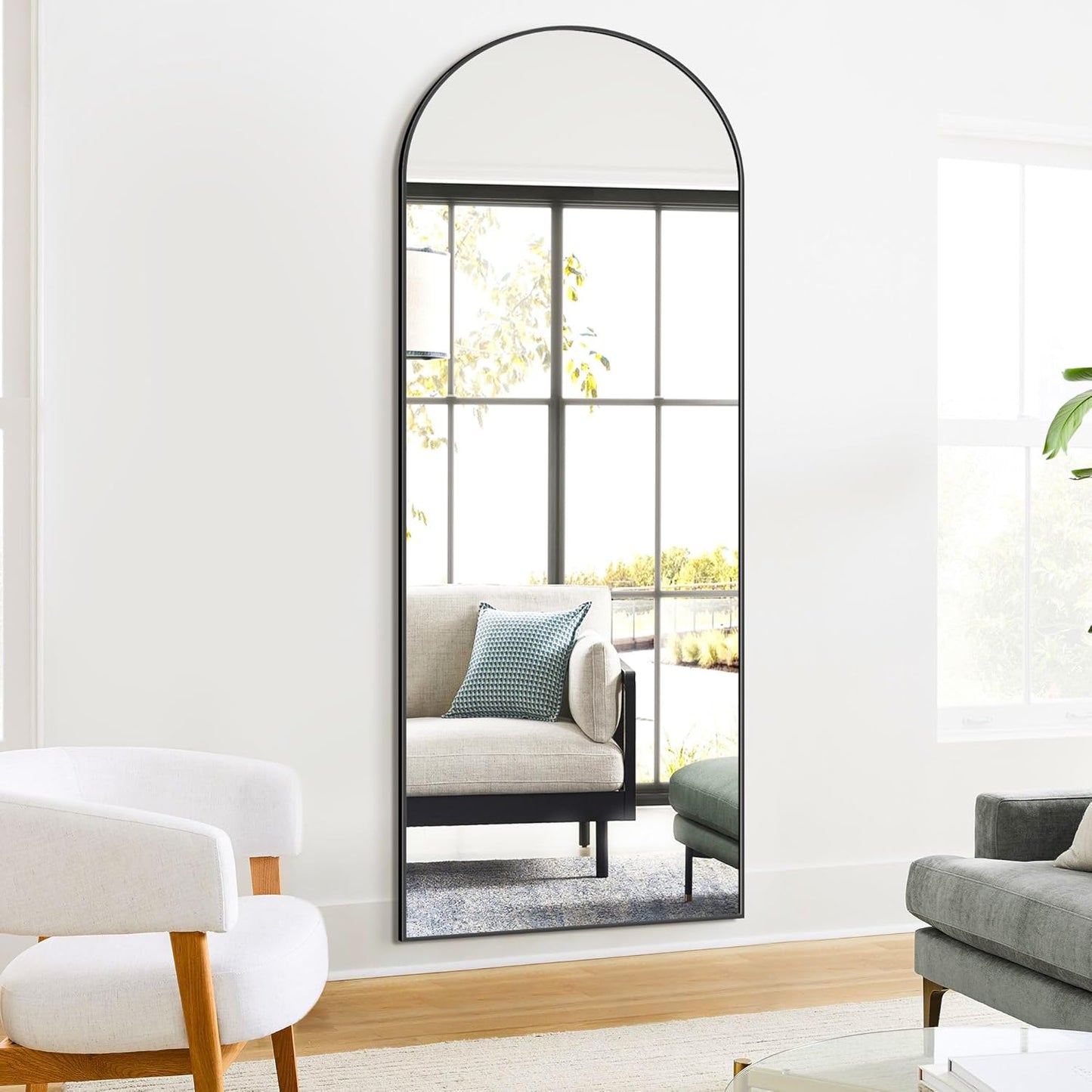 Full Length Arched Mirror, 70"x24" Standing Floor Full Body Mirror for Wall with Aluminum Alloy Frame for Bedroom, Living Room, Dressing Room(Black)