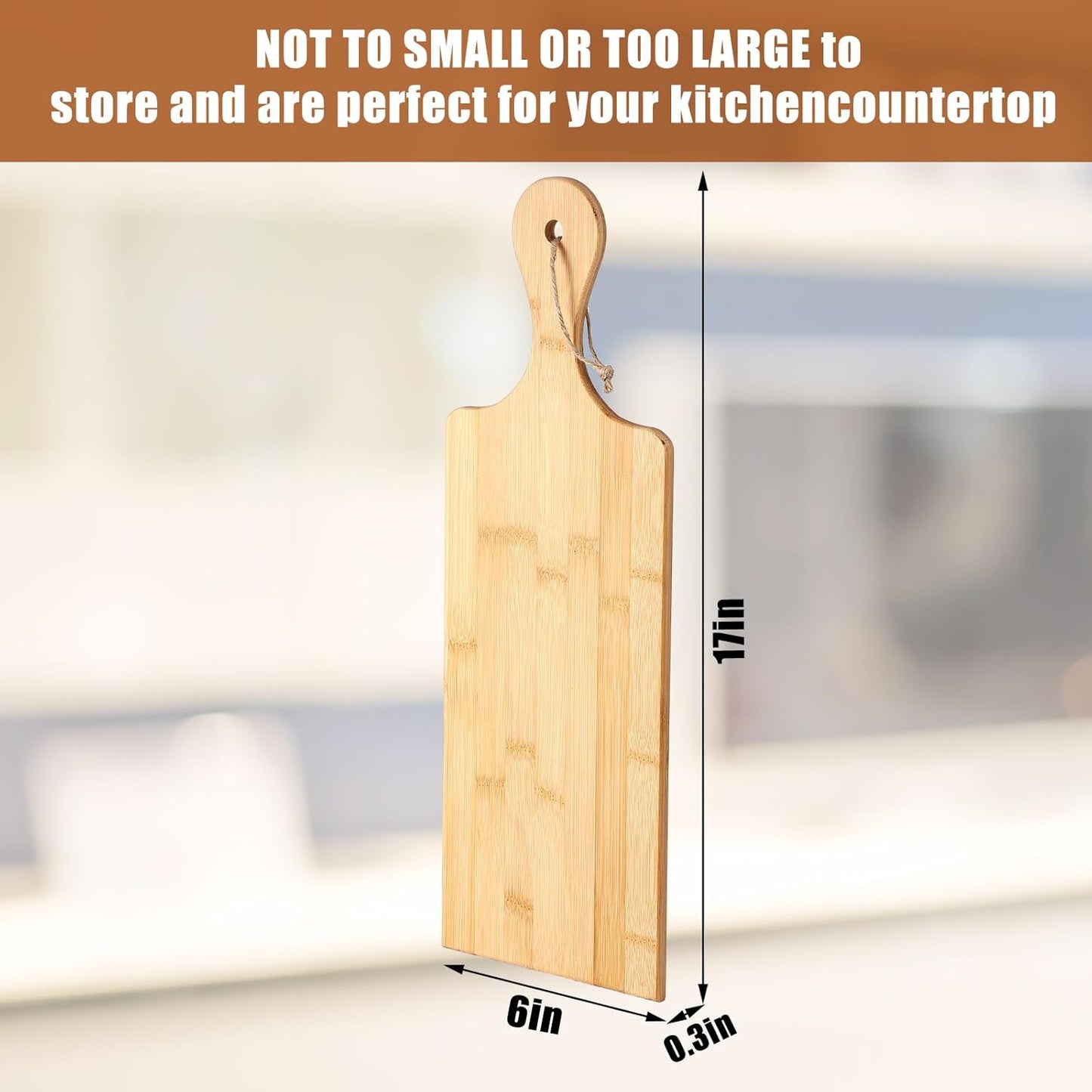 Patelai 12 Packs Wooden Cutting Board Set with Handles Large Kitchen Serving Plain Chopping Board Bulk Gifts for Mom for Vegetables Meat Pizza Cheese Fruit Bread(Bamboo,17 x 6 Inch)