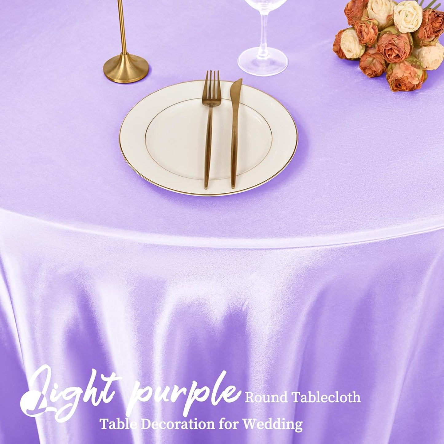 fani 12 Pack 120 Inch Lavender Satin Tablecloth - Silky Round Tablecloth Overlay Smooth Fabric Table Cover, Bright Table Decoration for Wedding Party Banquet Events Restaurant Kitchen Dining