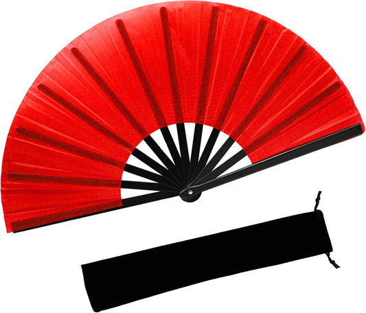 13inch Large Rave Fan Popping Clacking Fans for Line Dancing,Hand Fans for Women Foldable,Boots on The Ground Fan,Portable for Outdoor,Wedding,Party,Decoration (1pcs red)