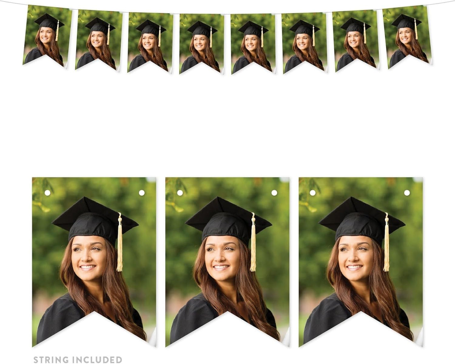 Andaz Press Bulk Photo Personalized Gift and Party Favors Collection, Hanging Pennant Party Banner with String, Custom Photo, 18 pennants, Approx 6 feet long, 1-Pack