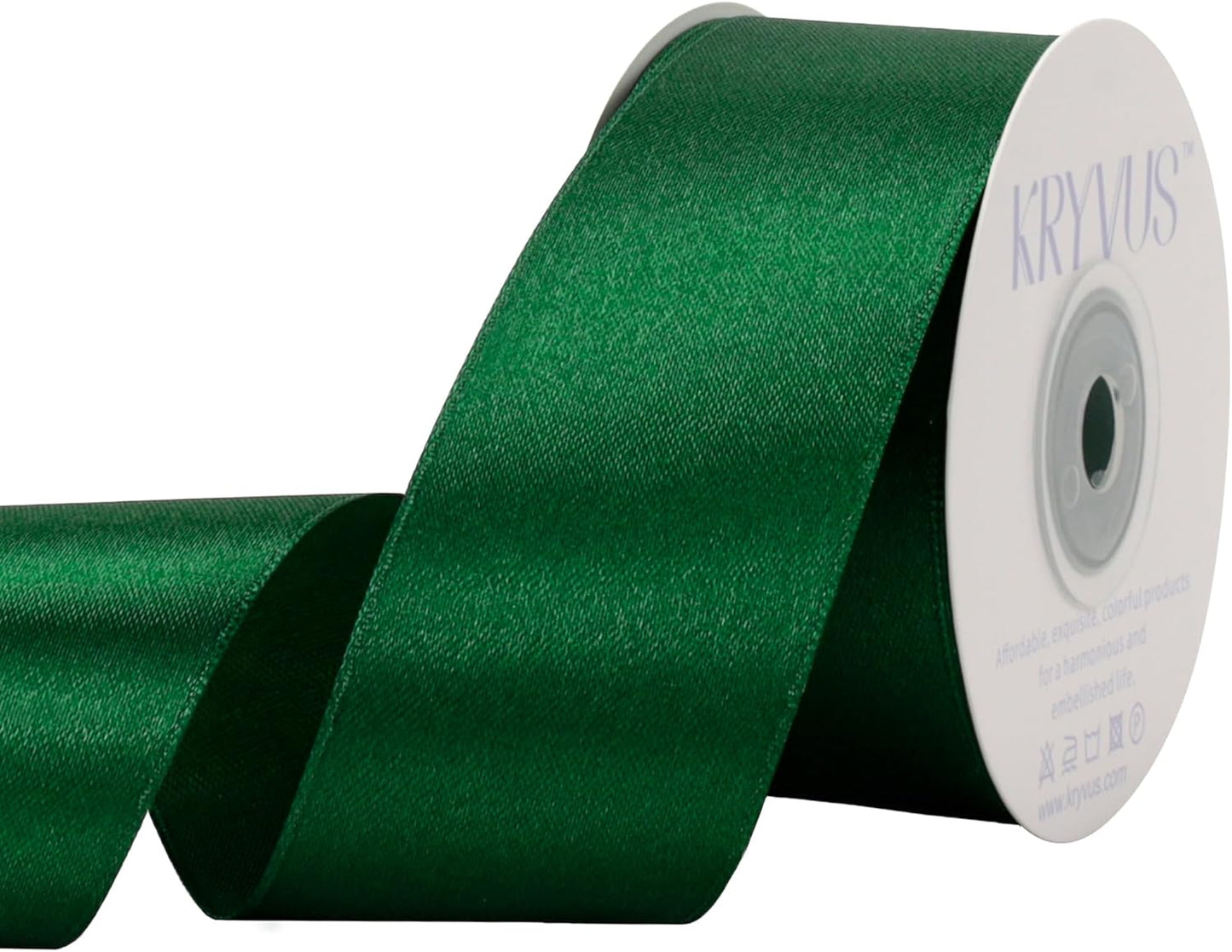 Green Satin Ribbon 1-1/2 inch X Continuous 25 Yards, Single Face Polyester Ribbon Perfect for Gift Wrapping, Flower Bouquet, Wedding Decor, Crafts, Bow Making, Sewing and More