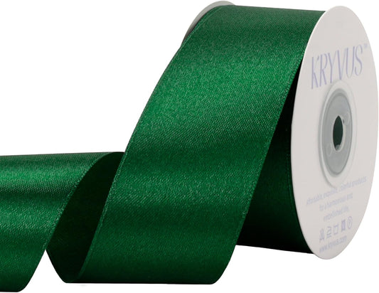 Green Satin Ribbon 1-1/2 inch X Continuous 25 Yards, Single Face Polyester Ribbon Perfect for Gift Wrapping, Flower Bouquet, Wedding Decor, Crafts, Bow Making, Sewing and More