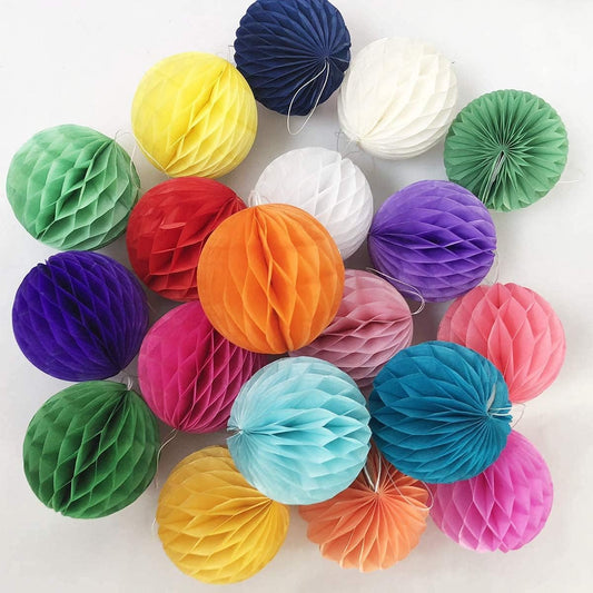 20pcs 3inch Honeycomb Decoration Paper Flower Balls Tissue Paper Pom Poms for Birthday Wedding Home Decor (3inch, Multi-Color)
