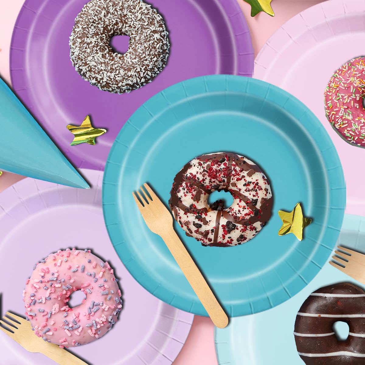 CMUSKO Mermaid Birthday Decorations-150Pcs Pink Blue Purple Plates and Napkins Mermaid Theme Party Supplies Serves 50 for Girl Birthday,Baby Shower,Wedding