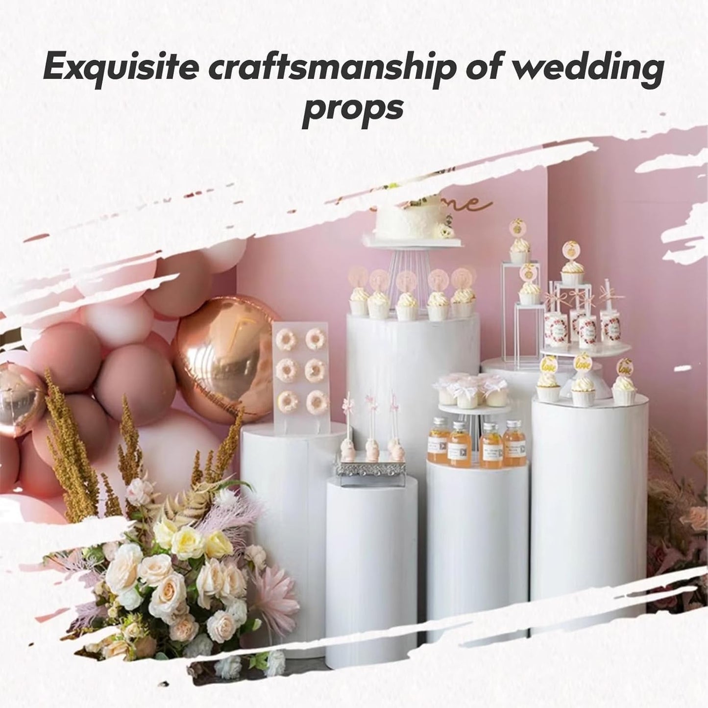 3PC Cylinder Pedestal for Party, Large White Cake Stand, Pedestal Display Plinth Pillars for Wedding Ceremony Birthday Party Art Decor--35.4''(L),29.5''(M),23.6''(S)