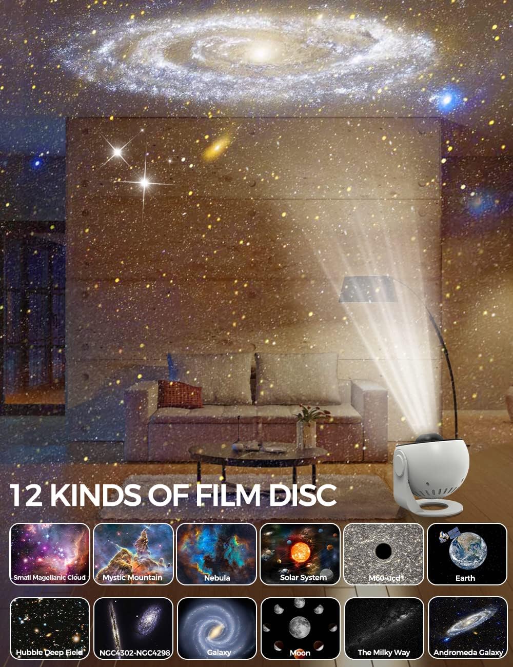 Galaxy Projector, 13 in 1 Planetarium Star Projector for Bedroom Decor, 360° Rotating Nebula Projector Lamp, Timmer Starry Night Light Sleep Projector for Kids,Ceiling,Room Decoration,Gifts