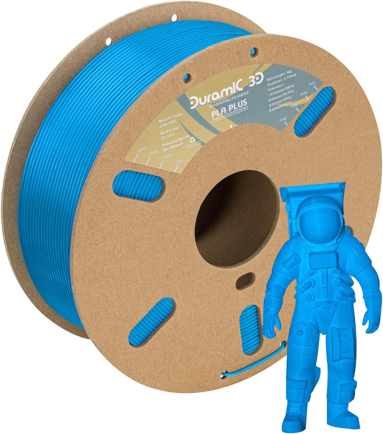 DURAMIC 3D PLA+ Filament 1.75mm 1Kg Electric Blue, PLA Plus Filament 1Kg Spool(2.2lbs) Tougher and Stronger, Dimensional Accuracy Probability +/- 0.02mm