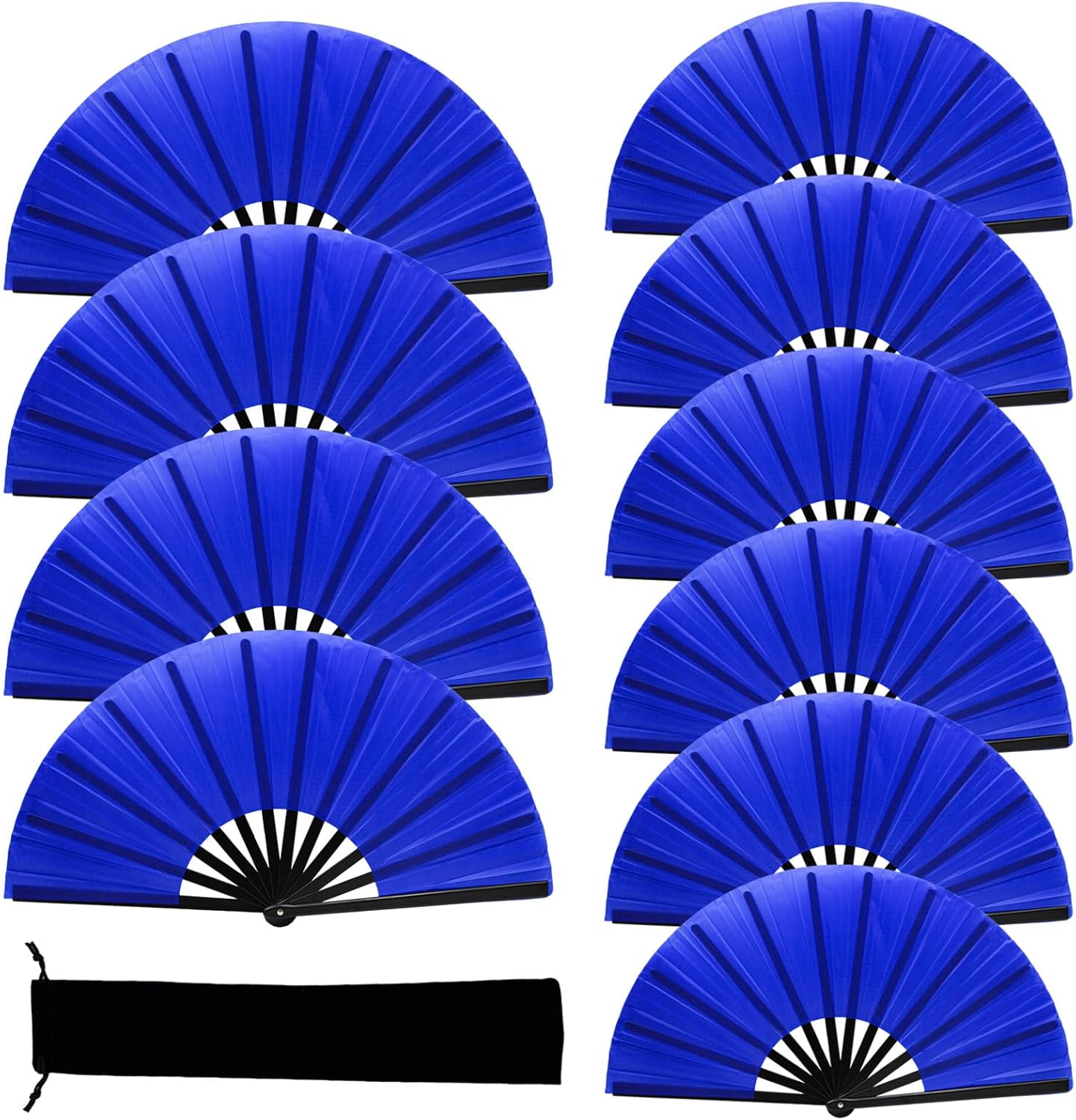 13inch Large Rave Fan Popping Clacking Fans for Line Dancing,Hand Fans for Women Foldable,Boots on The Ground Fan,Portable for Outdoor,Wedding,Party,Decoration (10pcs Blue)