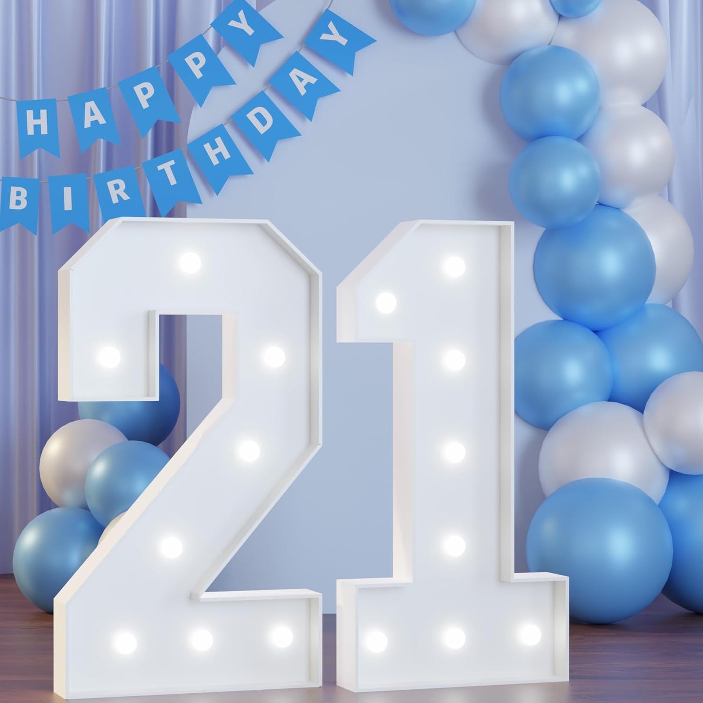 3FT Marquee Numbers 21, Happy 21st Birthday Decorations for Women Men, Large 21 Light up Numbers for Him Her 21 Years Old Birthday Party Supplies, 21st Anniversary Party Decor