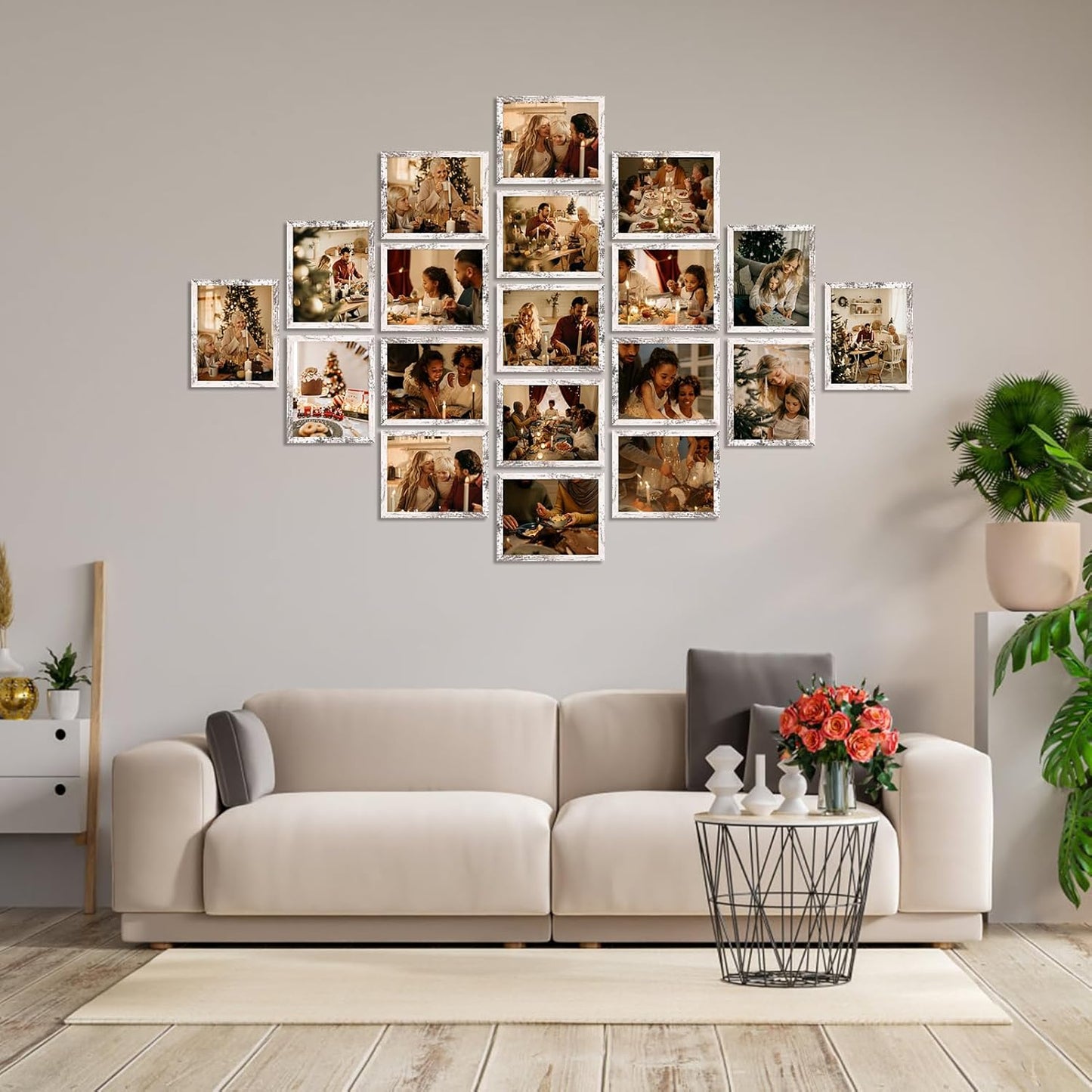 PETAFLOP Wooden Bulk 8x10 Picture Frame Set of 18, White Distressed Photo Frames Fits 8 by 10 for Wall or Tabletop Display