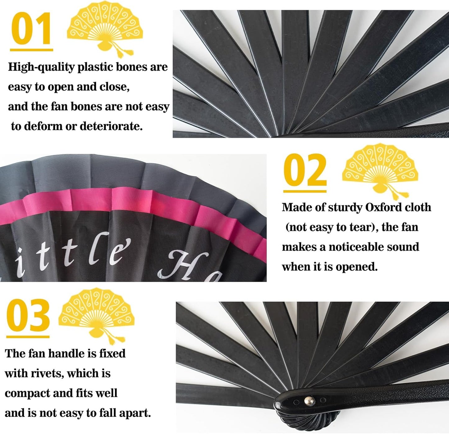 Custom Fans with Your Photo/Text - Personalized Folding Hand Fan for Line Dancing, Weddings, Parties | Decorative Gift for Women, Church Events & Dance Performances (80, 13 Inch)