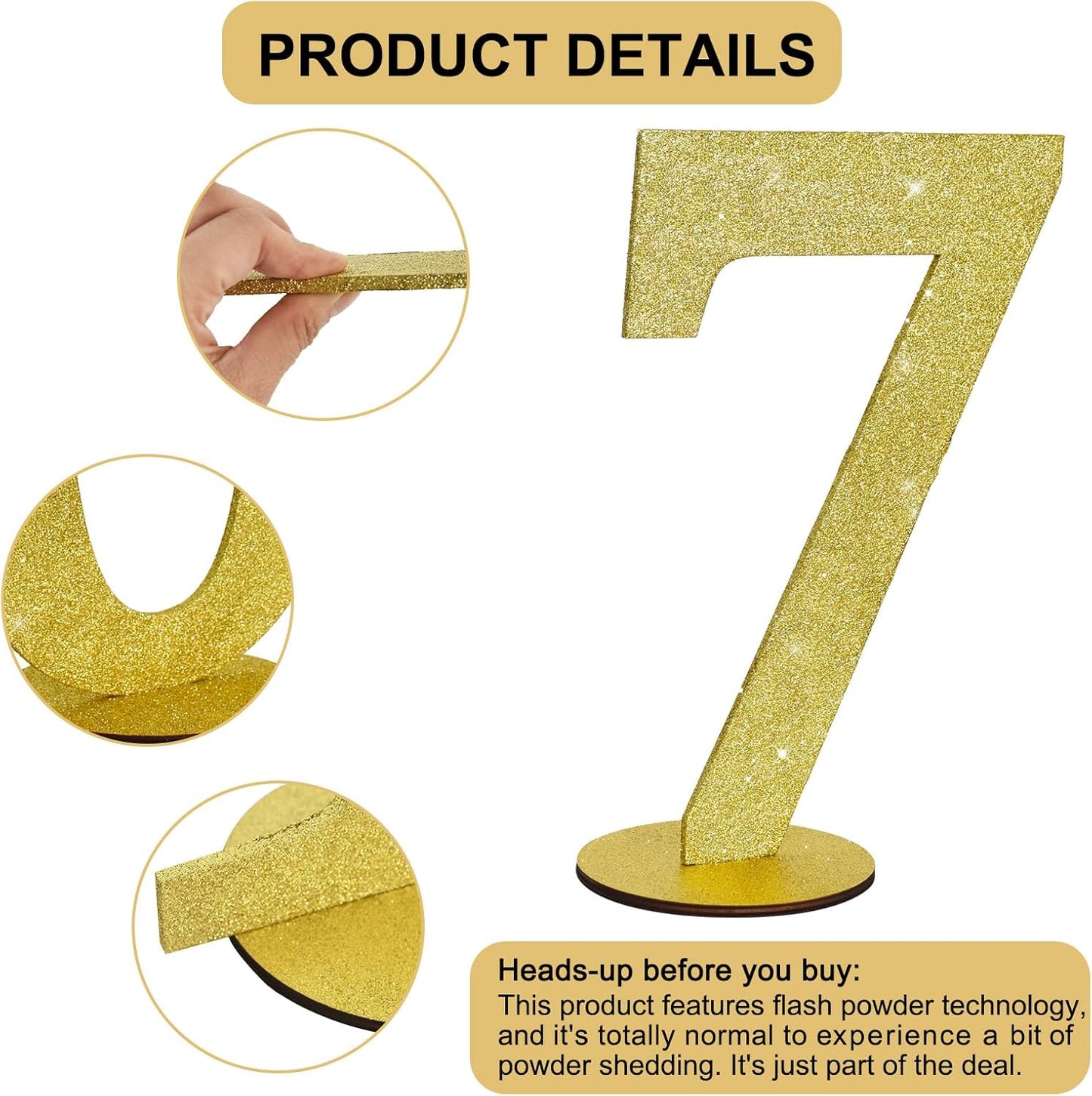 TONIFUL 11.8 Inch Gold Glitter Numbers Table Centerpieces 0-9 Birthday Party Decorations,Shining Gold Digital 7 for Birthday Party,Wedding,Bridal Shower,Engagement,Photo Shoot,Anniversary