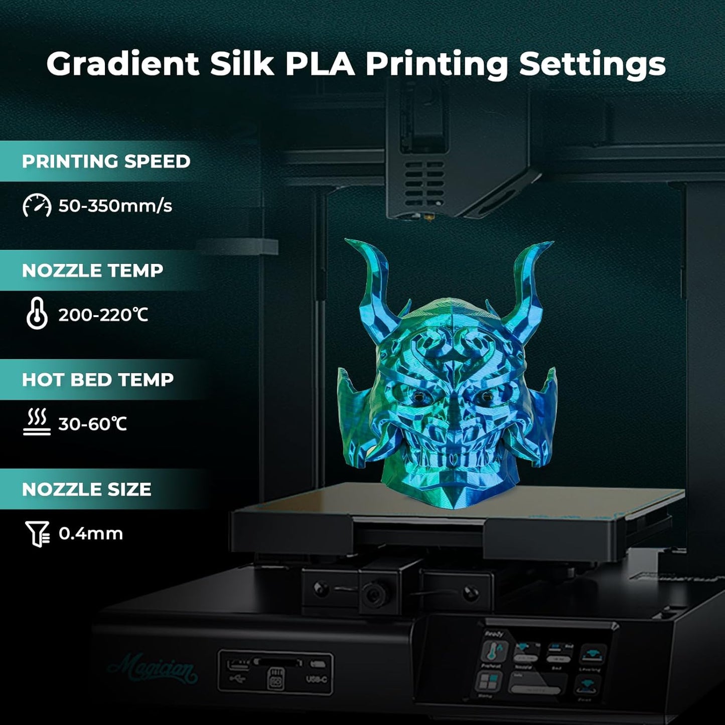 AMOLEN Silk PLA 3D Printer Filament Bundle, Shiny Dual Color PLA Filament 1.75mm Pack, Multi Color Change PLA 3D Printing Filament for Most FDM 3D Printer, 1KG X 4 Spools