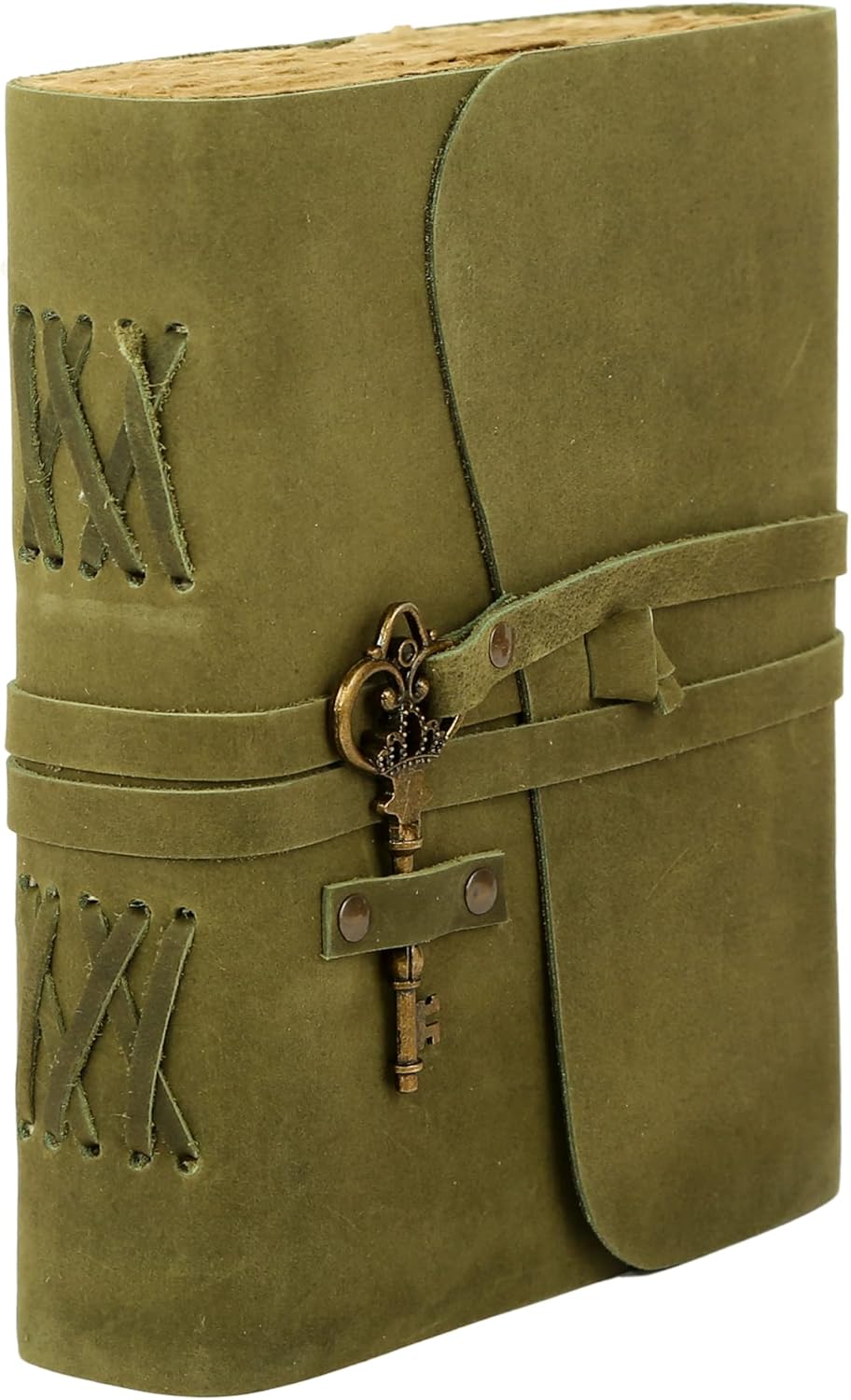 Leather Journal with Lined and Unlined Deckle Edge Paper 8x6 inch and Vintage Key | Handmade Writing Notebook Diary | Bound Daily Notepad for Men & Women Medium, Sketch/Writing pad for Artists